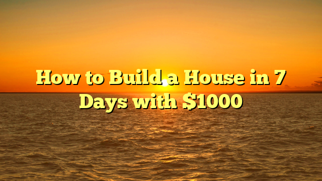 How to Build a House in 7 Days with $1000