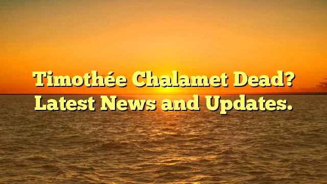 Timothée Chalamet Dead? Latest News and Updates.