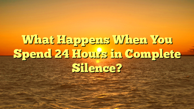 What Happens When You Spend 24 Hours in Complete Silence?