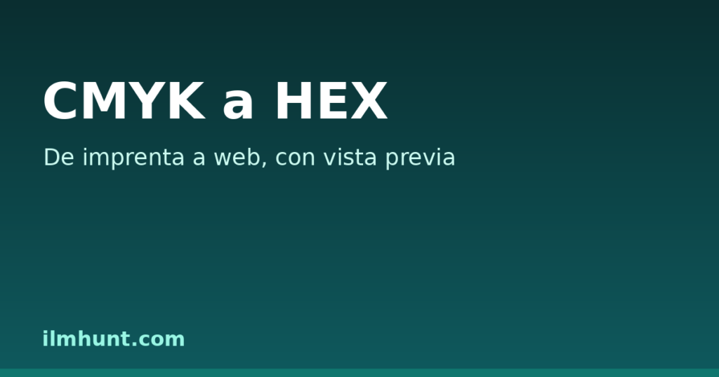 Conversor de CMYK a HEX que convierte porcentajes de tinta en código hex