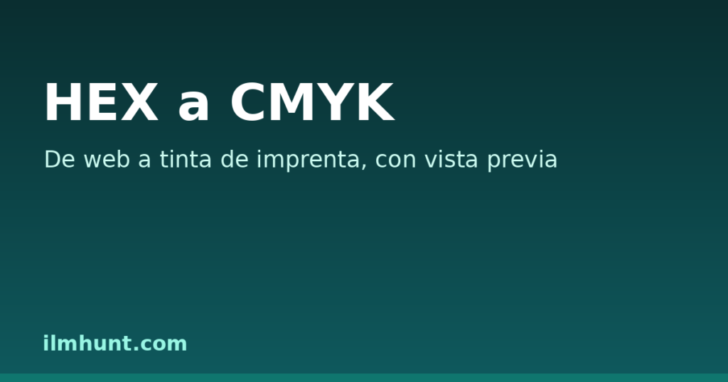 Conversor de HEX a CMYK que convierte un código hexadecimal en porcentajes de tinta