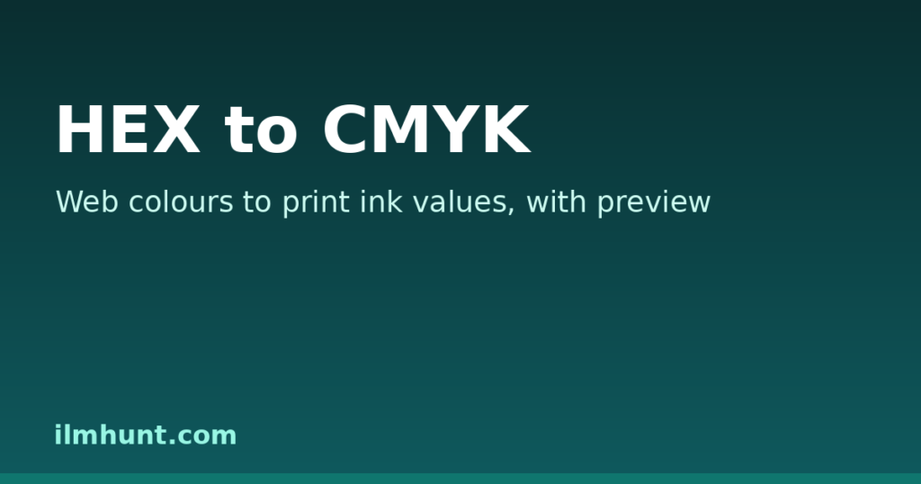 HEX to CMYK converter turning a hex colour code into ink percentages